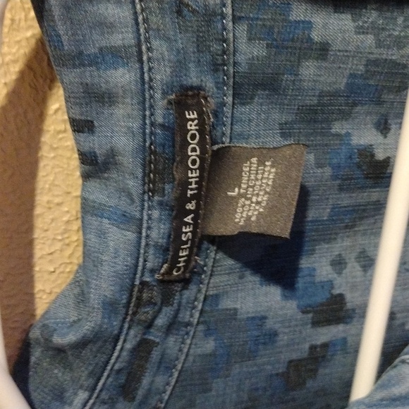 Chelsea & Theodore 100% Tencel Chambray Aztec Dress Tunic L - Picture 4 of 5